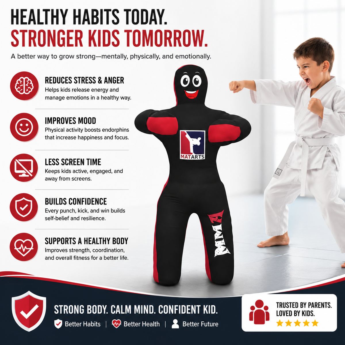 MatArts 47 inch kids MMA grappling dummy for home training